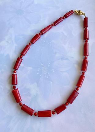 Серебряные бусы из натуральных кораллов «коралловая конфеточка»