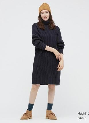 Теплое платье свитер uniqlo с добавлением шерсти