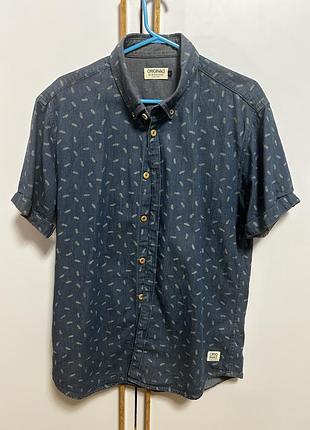 Сорочка чоловіча jack & jones originals синя з принтом