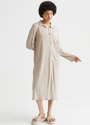 Льон + віскоза міді сукня сорочка h&m