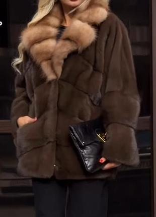 Шуба норковая 💎  с воротником  из куницы
