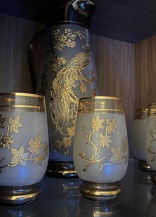 Хрустальный сервис,хрусталь,сервис с золотым рисунком 2