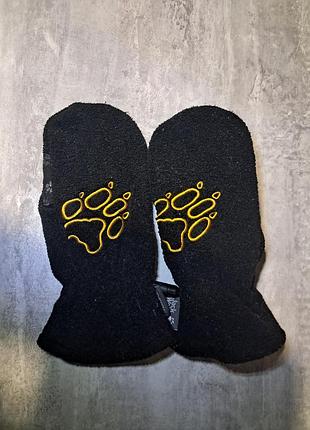 Детские флисовые варежки-варьки jack wolfskin fleece mitten kids черного цвета