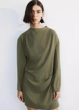 Сукня жіноча h&m хакі сукня з драпіруванням л