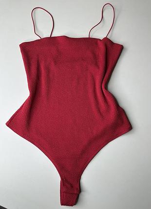 Боді тканина жатка на тонких бретелях h&m - бордове , рр s