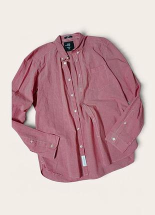 Чоловіча приталена сорочка h&m l.o.g.g. в червоно-білу клітинку