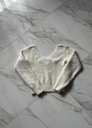 Светр білий укорочений h&m