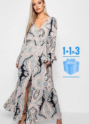 🥰 довга сукня в абстрактний принт boohoo 18