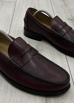 Кожаные бордовые лоферы jones bootmaker rivers penny loafers (27 см)