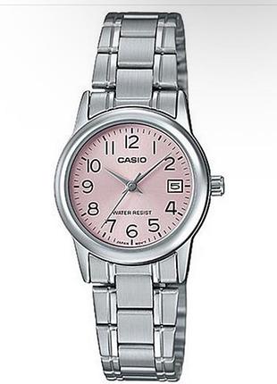 Годинники жіночі casio з рожевим циферблатом, сріблястий