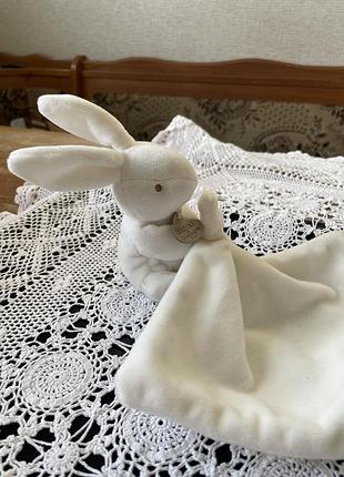 Комфортер коврик doudou мʼяка іграшка кролик з ковдрою для новонароджених малюків дорогого бренду люкс франція італія 2