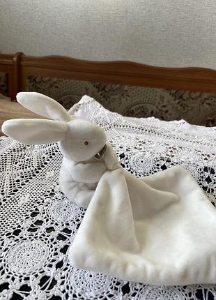 Комфортер коврик doudou мʼяка іграшка кролик з ковдрою для новонароджених малюків дорогого бренду люкс франція італія 10