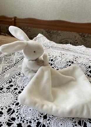 Комфортер коврик doudou мʼяка іграшка кролик з ковдрою для новонароджених малюків дорогого бренду люкс франція італія