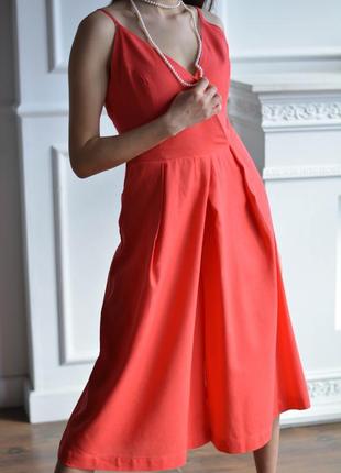 Літній комбінезон з льону, лляний літній сарафан, літнє плаття з відкритою спиною