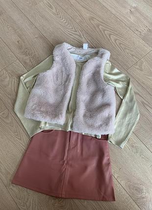 Реглан zara спідниця шкіряна жилетка хутряна