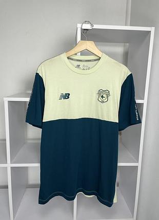 New balance размер l зеленая футболка cardiff fc винтажная спортивная для тренировок nike adidas puma reebok синяя бирюзовая