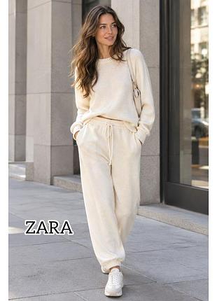 Штани жіночі zara м'які в'язані білі