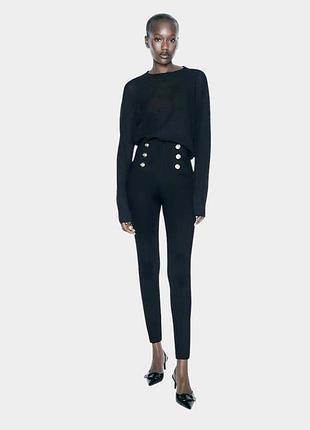 Чорні легінси zara із золотими ґудзиками