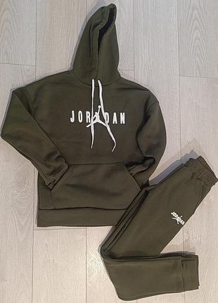 Спортивний костюм чоловічий jordan хакі, тринитка