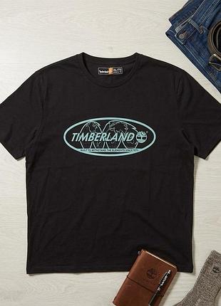 Чорна футболка timberland з великим принтом на спині (xl)