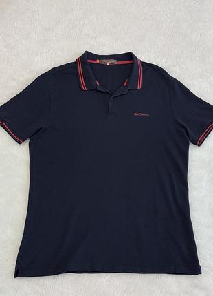 Темно-синє поло ben sherman romford tipped з червоним кантом (розмір l / xl)