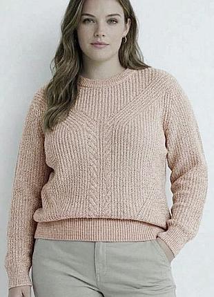 M&s новий крупної в'язки светр джемпер нюдовий персик  xl-2xl cotton