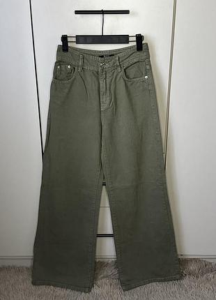 Жіночі wide джинси кольору хакі від bershka, xs/s