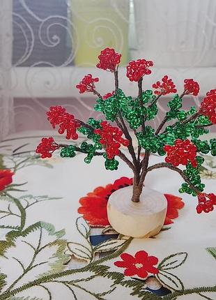 Калина из бисера 9см