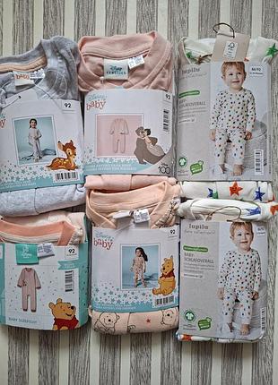 Новые хлопковые человечки (слипы/пижамки) disney baby и lupilu pure collection.