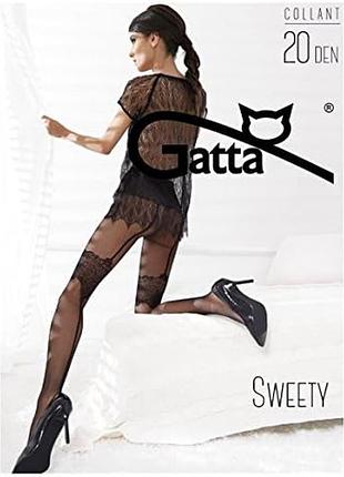 Роскошные черные колготки имитация чулок 4-l gatta sweety лимитированная серия