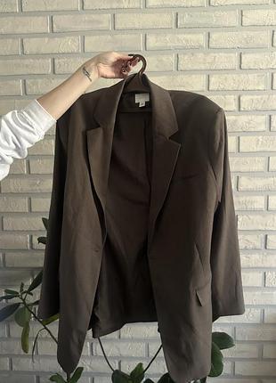 Жіночий піджак з поясом h&m, коричневий, розмір xl, l