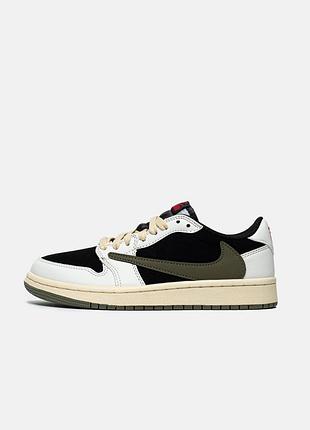 Кросівки jordan 1 low x travis scott olive🖤