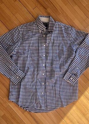 Чоловіча сорочка charles tyrwhitt london, m, classic fit. синьо-біла дрібна клітинка, довгий рукав, класичний стиль.