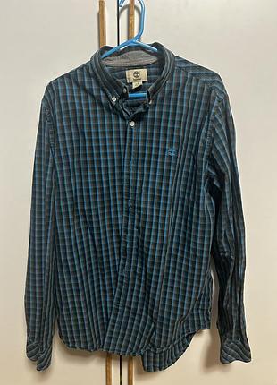 Сорочка чоловіча timberland у клітинку, slim fit, розмір l