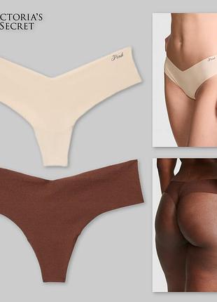 Женские бесшовные трусики стринги victorias secret набор 2 штуки