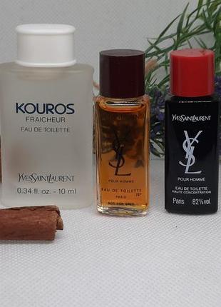 Тройка yves saint laurent – мужественный капитал (kouros fraicheur 10 мл edt, pour homme 76° edt 7 л и pour homme haute concentration 7 мл)