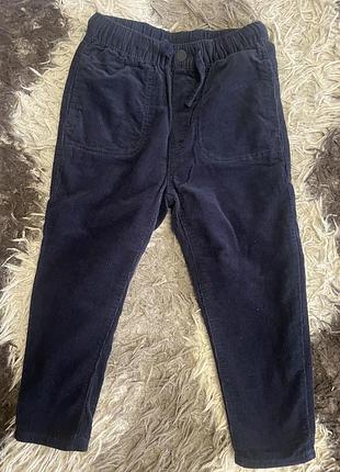 Брюки для хлопчика zara вельветові на підкладці темно-сині, зріст 110 см (4-5 років)