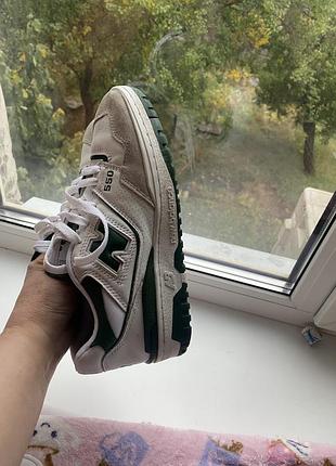 Кросівки чоловічі new balance 550 білі з зеленим, розмір 39, шкіра