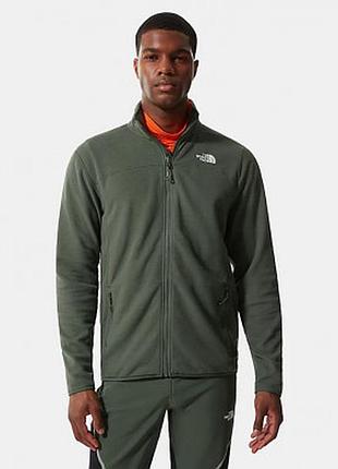 Флісова кофта the north face 100 glacier оливкового кольору на блискавці