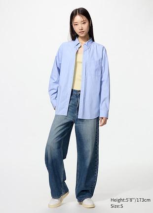 Бавовняна сорочка uniqlo (l) / блакитна сорочка uniqlo