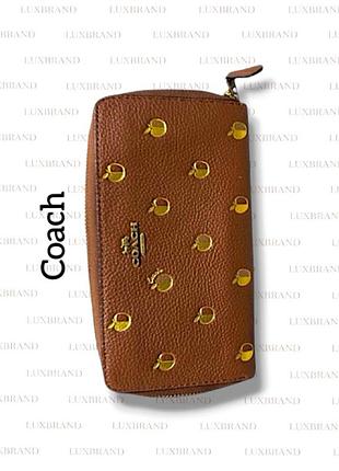 Кошелек coach натуральная кожа лого