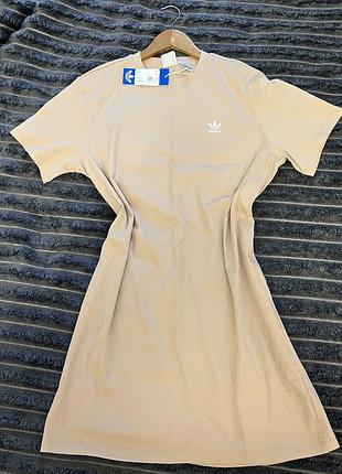 Сукня міді жіноча adidas originals trefoil dress iy2206, бежева, розмір m