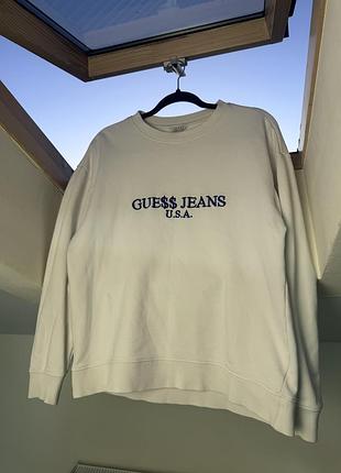 Світшот guess x a$ap rocky «gue$$ jeans» білий, s чол / l оверсайз жін