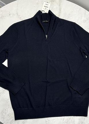 Мужской шерстяной свитер на застежке zara, 1/4 зп кофта зара