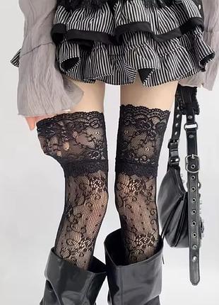 Ажурные чулки на худи без силикона