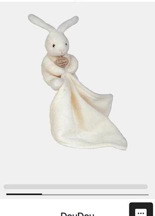 Комфортер коврик doudou мʼяка іграшка кролик з ковдрою для новонароджених малюків дорогого бренду люкс франція італія 8