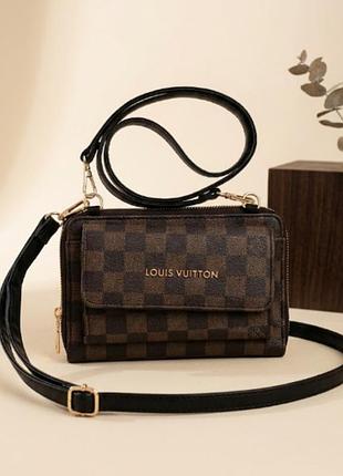 Стильная мини сумка кросс-боди / клатч в клетку в стиле louis vuitton