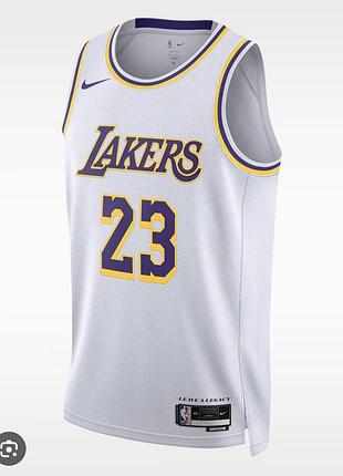 Майка мужская nike nba los angeles lakers lebron james association edition swingman white