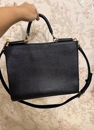 Шкіряна сумка sicily 62 leather handbag black large dolce&gabbana