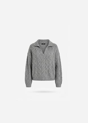 🩶 теплий в'язаний светр з коміром f&f (розмір l / eur 42) ідеальний стан